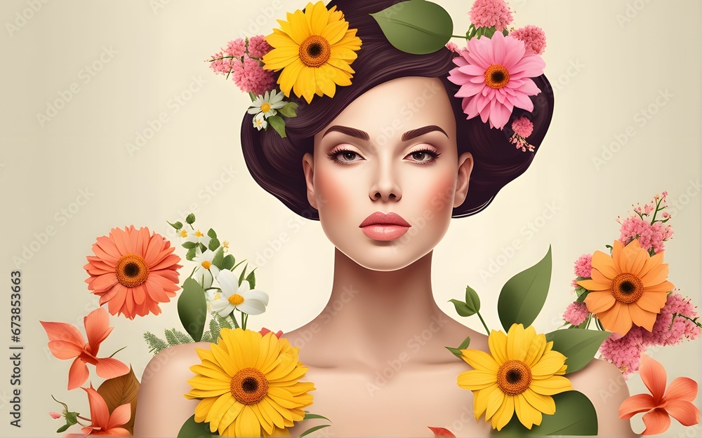 Spring Season Woman with Flowers Spring Season Woman with Flowers