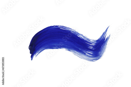Blue brush watercolor painting isolated on transparent background.