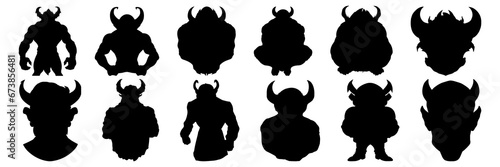 Demon devil and hell silhouettes set, large pack of vector silhouette design, isolated white background