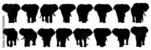 Elephant silhouettes set, large pack of vector silhouette design, isolated white background