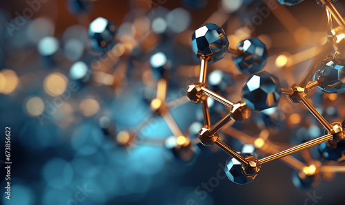 Boron Atom Close-Up, 3D Molecular Structure with Liquid Metal Aesthetic