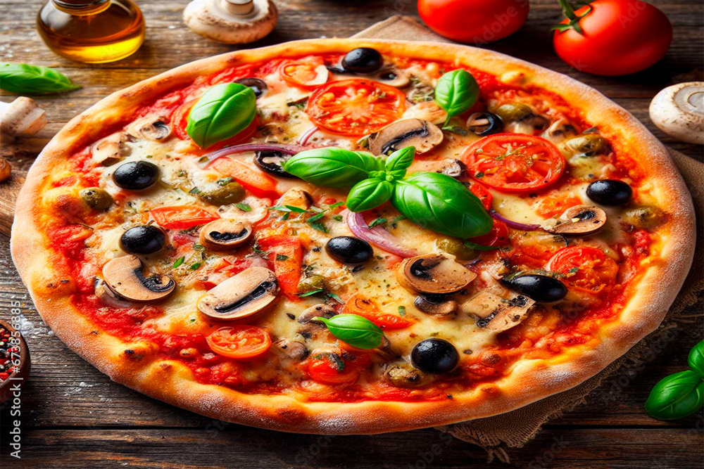 pizza with salami and tomatoes pizza with salami and tomatoes