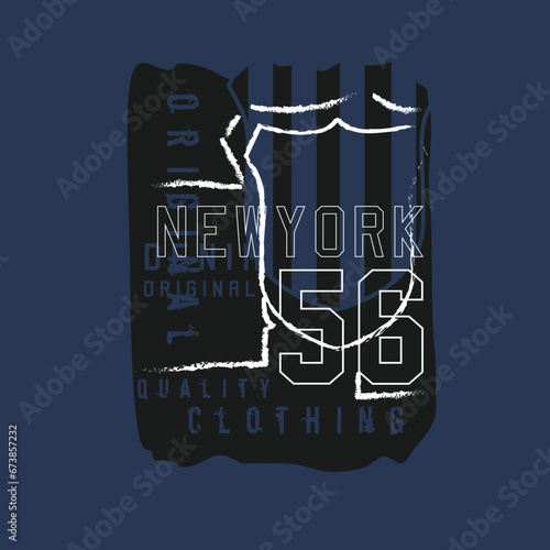 vintage New york 56 typography original denim lettering urban clothing tee graphic print