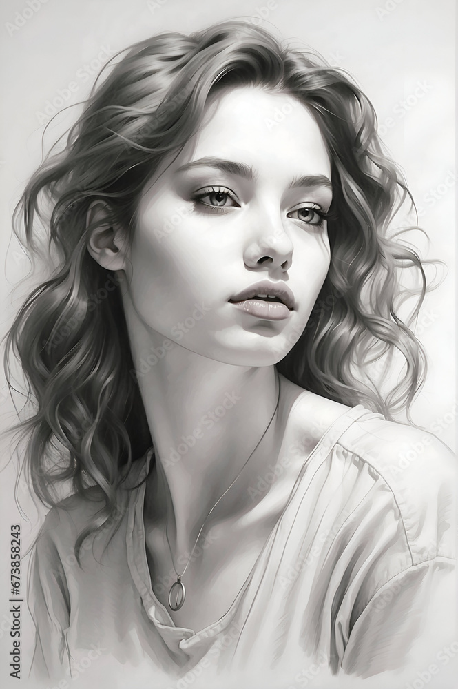 Naklejka premium portrait of a woman in black and white