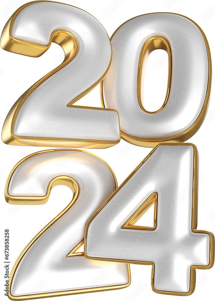 year 2024 golden symbol 3d rende year 2024 golden symbol 3d rende