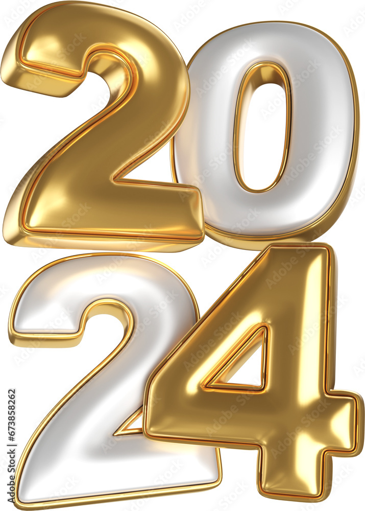 year 2024 golden symbol 3d rende year 2024 golden symbol 3d rende