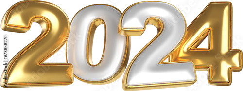 year 2024 golden symbol 3d rende photo