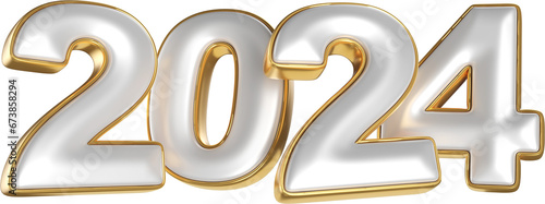 Canvas Print year 2024 golden symbol 3d rende