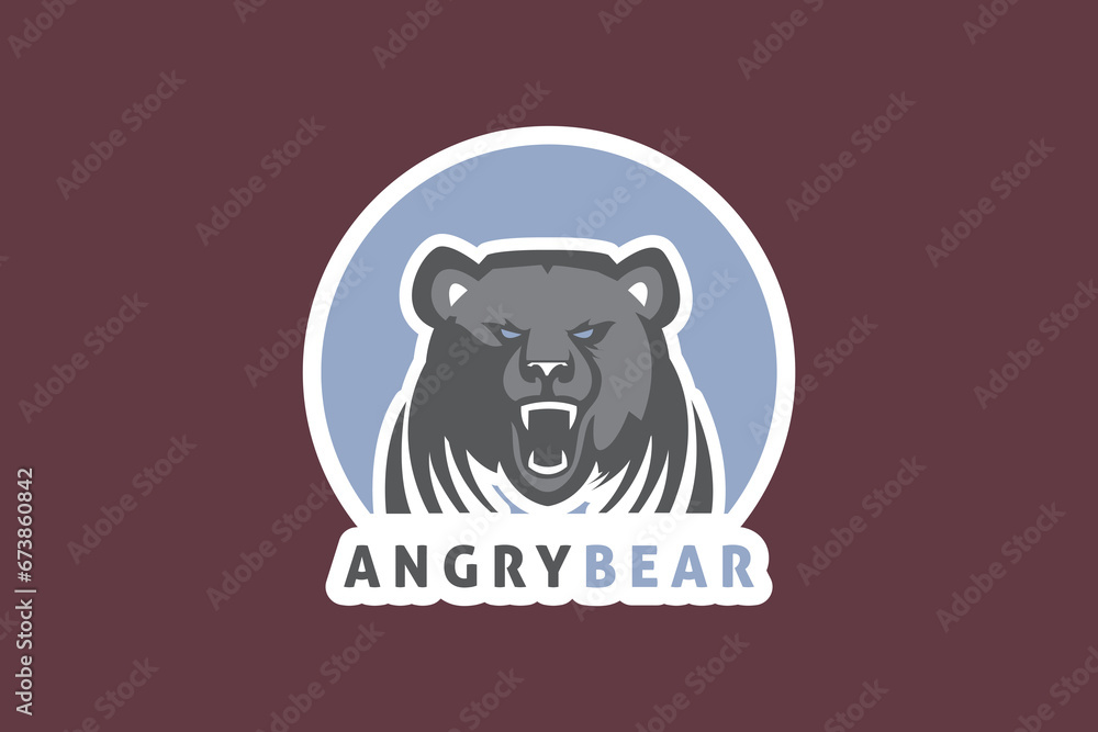 Obraz premium Bear mascot sticker design vector. Sport bear logo emblem. Bear character sticker vector logo design.