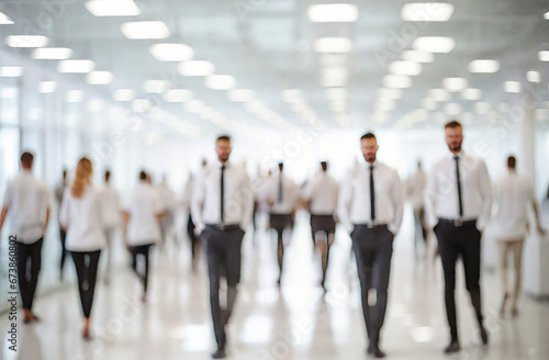 Blurred image of a group of business people walking in the office © Юлия Васильева