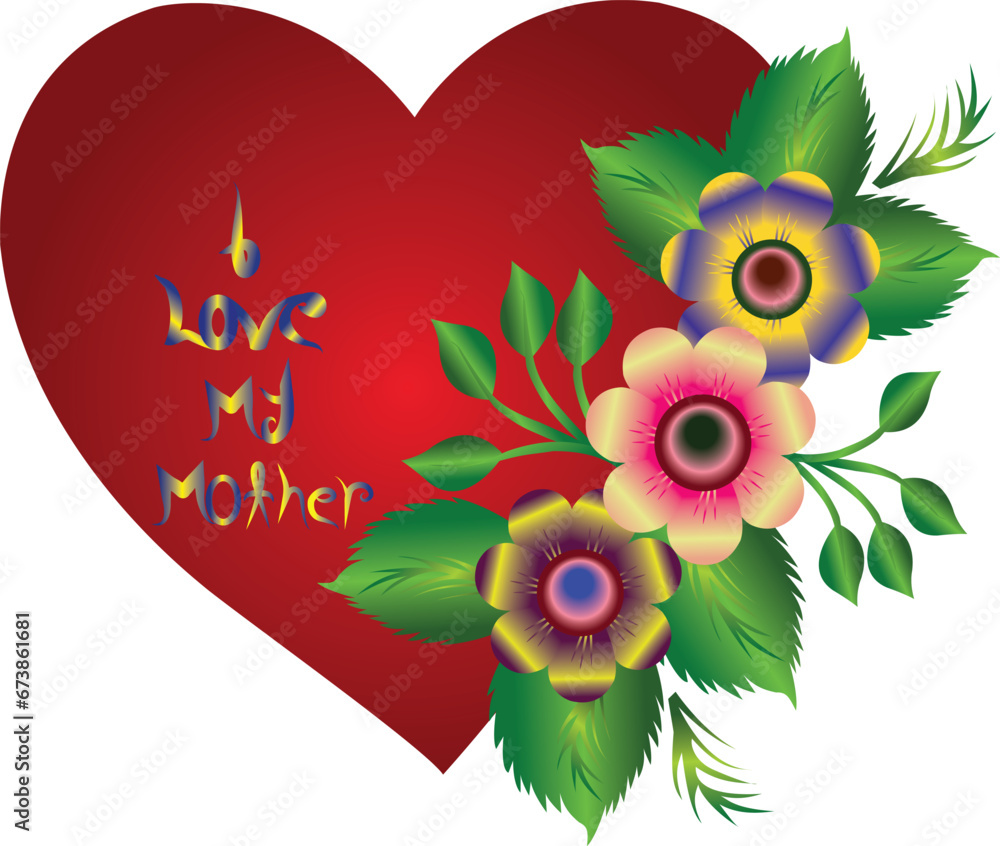  illustration of heart love with flowers vector design