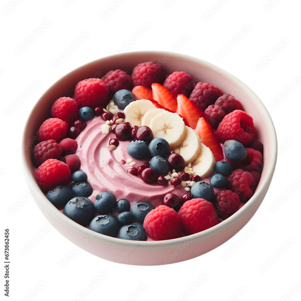 Berry Bliss Bowl IIllustration Art With a Transparent Background Generative AI. Berry Bliss Bowl IIllustration Art With a Transparent Background Generative AI.