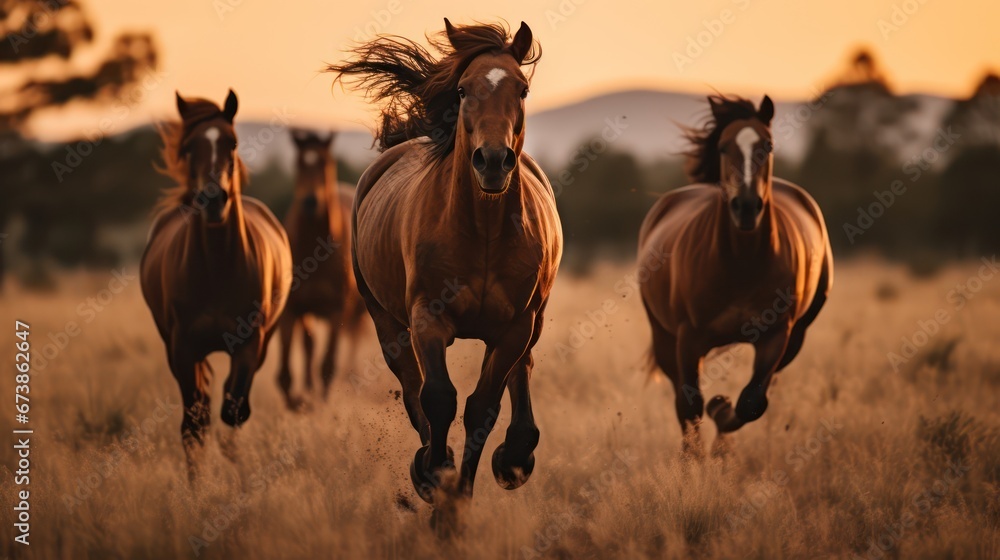 wild horses on the field