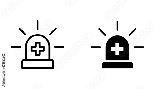 Emergency siren icon set. warning sign, police alarm, ambulance alarm, Medical alert on white background