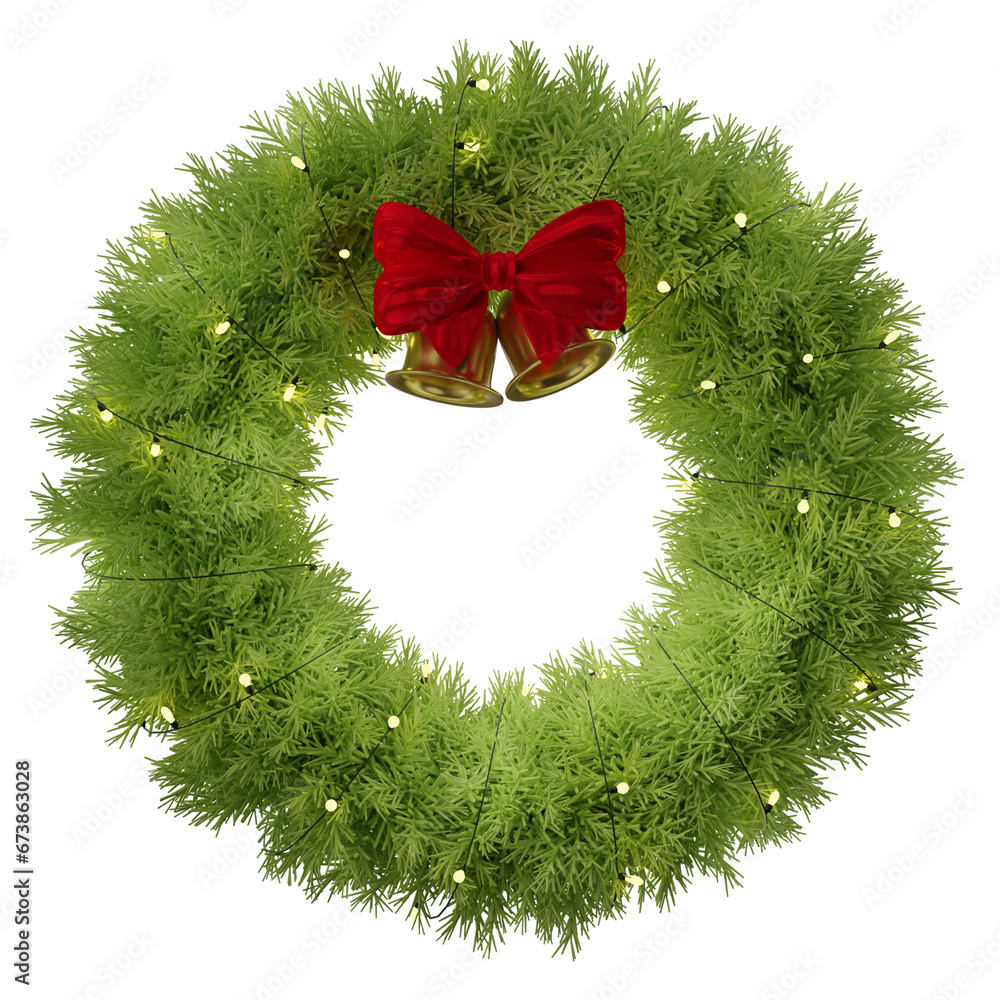 Christmas wreath 3d render on transparent background Christmas wreath 3d render on transparent background