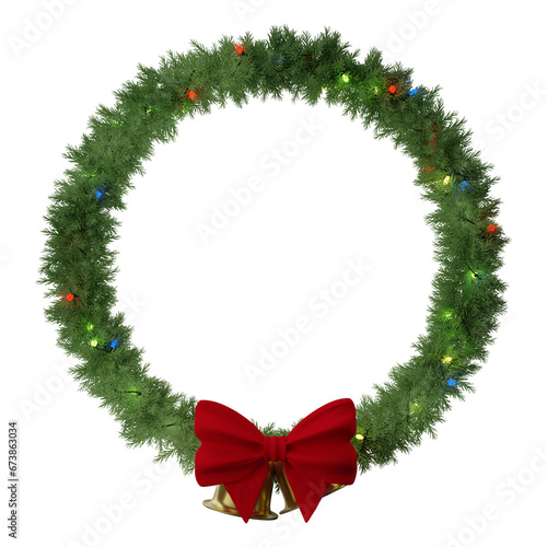 Christmas wreath 3d render on transparent background
