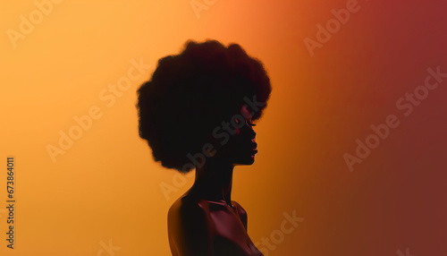 3d statue sillhouette of a black afro model generative ai
