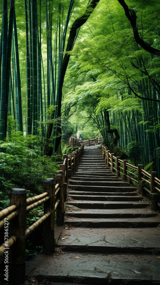 Bamboo forest in kyoto, japan. generative ai Bamboo forest in kyoto, japan. generative ai