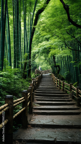 Bamboo forest in kyoto, japan. generative ai