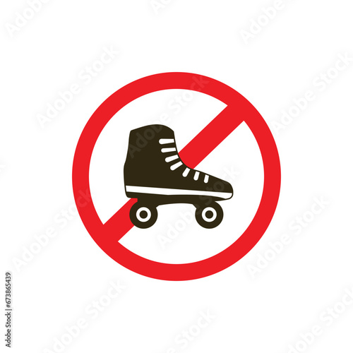 vector sign that it is forbidden to use roller skates.
