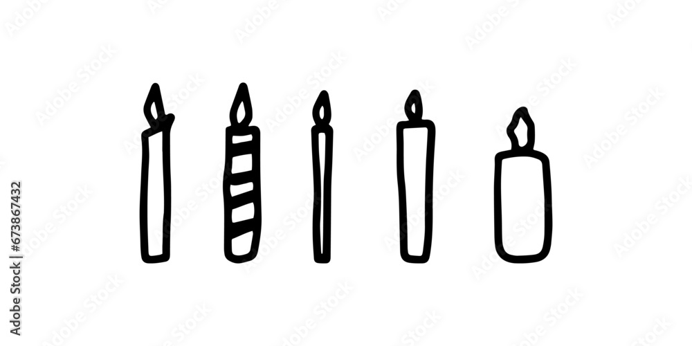 Burning candles. Hand drawn doodle icon. Isolate on a white background. Burning candles. Hand drawn doodle icon. Isolate on a white background.