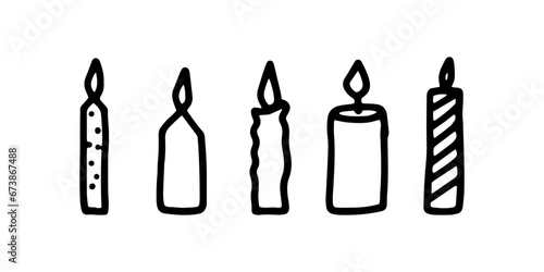 Burning candles. Hand drawn doodle icon. Isolate on a white background.