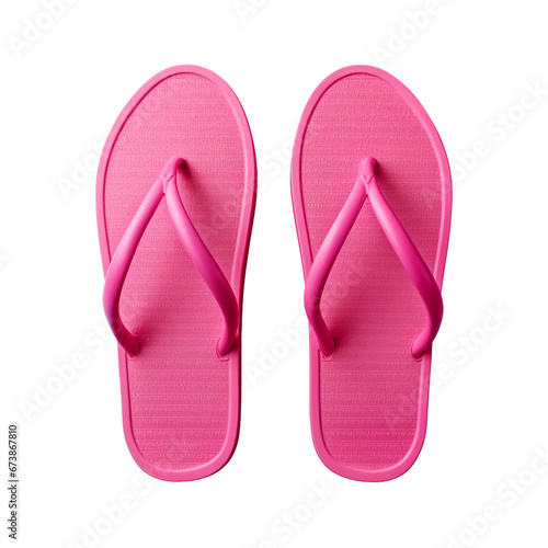 Pink flip flops isolated on white transparent background. Created with generative AI