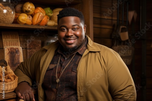 An overweight  black african american man