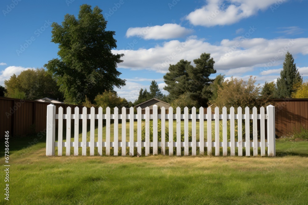 Wooden vintage white picket fence