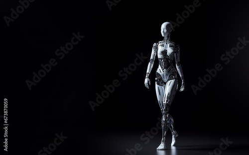 Robot industry Image of a standing robot Modern technology of artificial intelligence AI