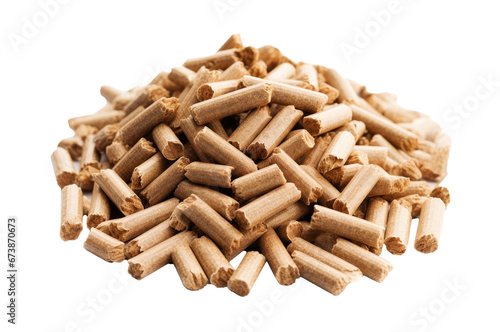 pile of wood pellets isolated on transparent or white background
