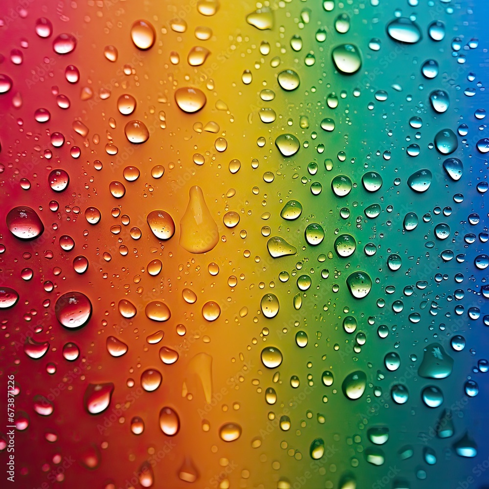 water drops on rainbow background