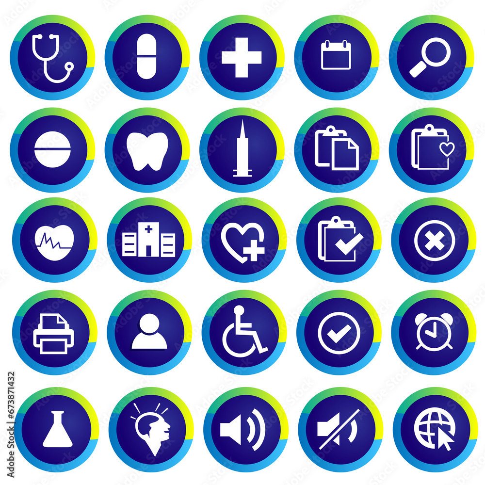 Set of white medical icons Set of white medical icons