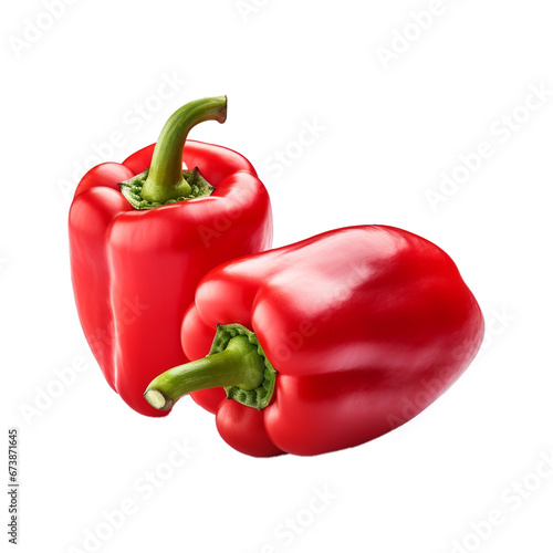 Red bell pepper isolated on white transparent background.