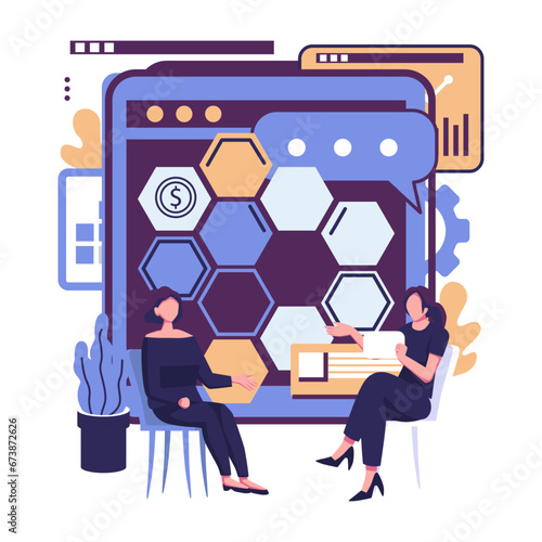 design structure and mutual assistance vector flat style illustration design