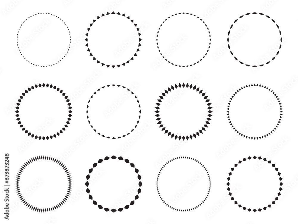 Set of round vector frames. Circle design pattern art. - obrazy, fototapety, plakaty 