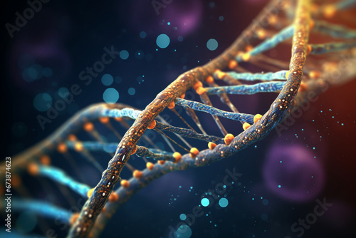 3d render of dna structure, abstract background photo