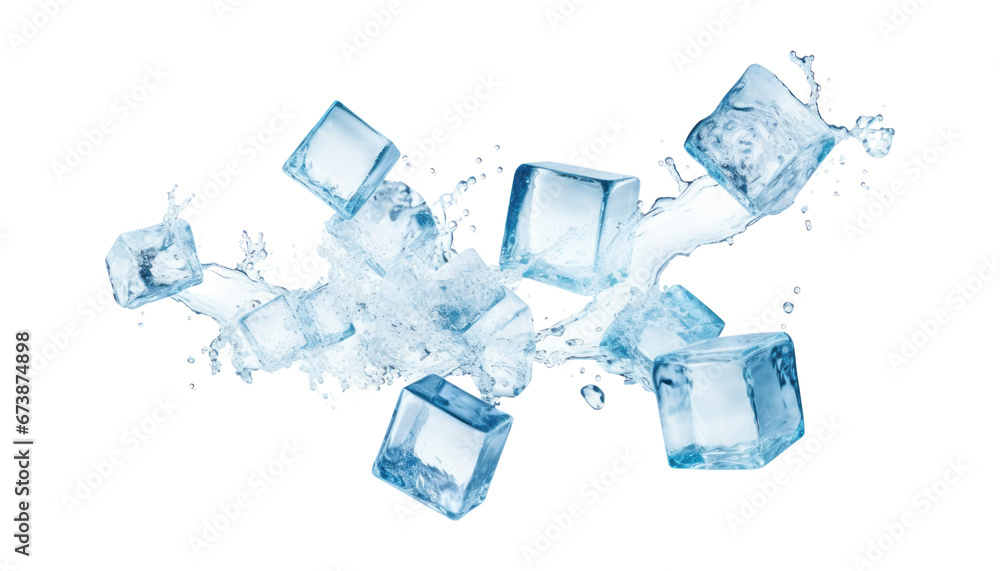 flying ice cubes isolated on transparent background cutout flying ice cubes isolated on transparent background cutout