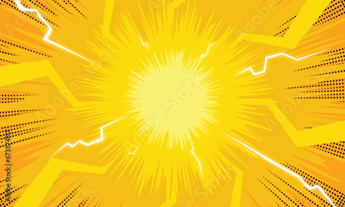 boom comic background with lightning and explosion cartoon effects