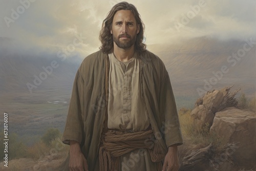 Jesus Christ as a historical figure. Portrait with selective focus and copy space photo