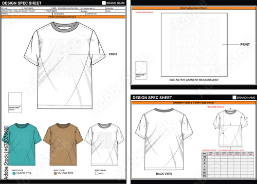 EMPTY EDITABLE MEN BOYS  T SHIRT  TECHPACK MEASUREMENT LAYOUT TEMPLATE DESIGN