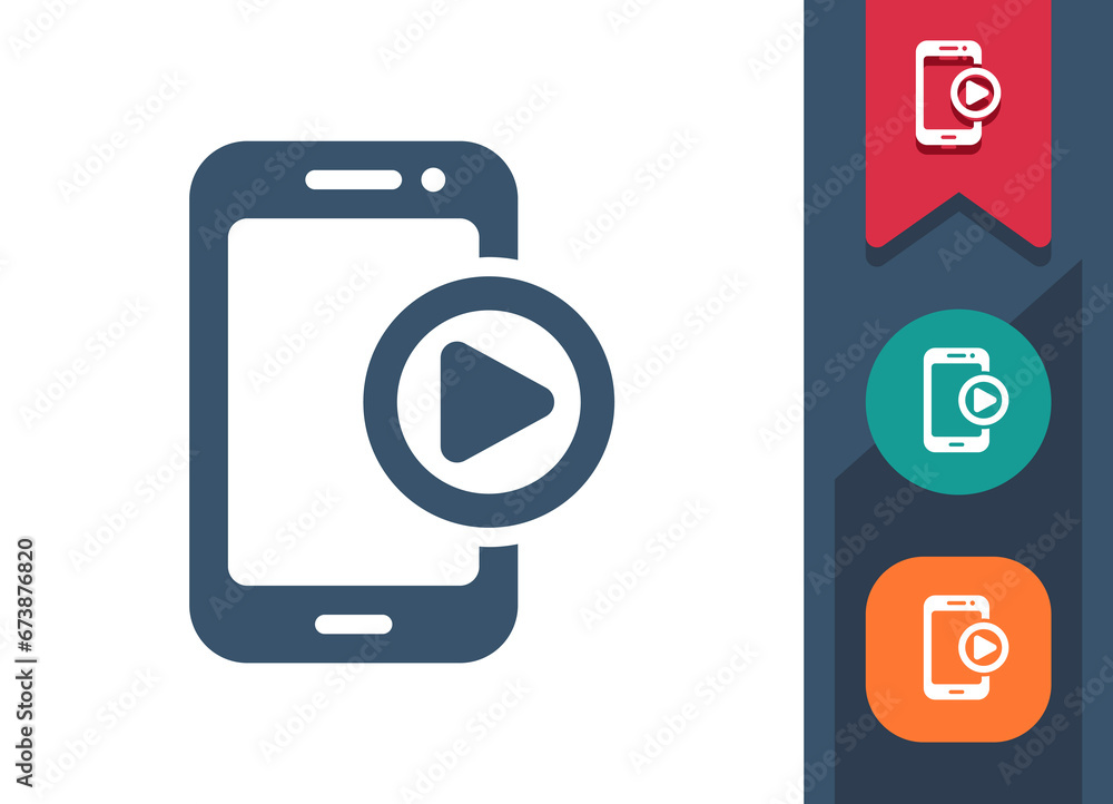 Smartphone Icon. Mobile Phone, Telephone, Play Button, Video, Streaming Smartphone Icon. Mobile Phone, Telephone, Play Button, Video, Streaming