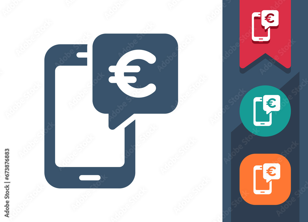 Smartphone Icon. Mobile Phone, Telephone, Mobile Banking, Money, Euro Smartphone Icon. Mobile Phone, Telephone, Mobile Banking, Money, Euro