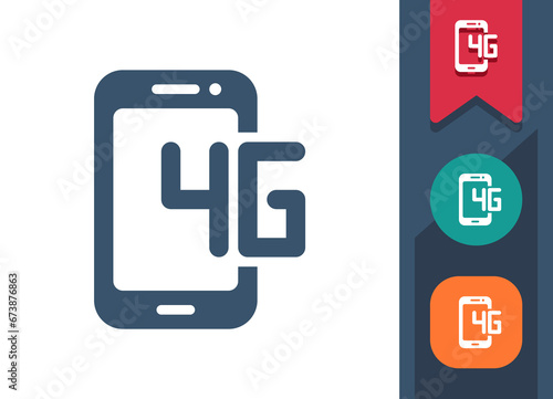 Smartphone Icon. Mobile Phone, Telephone, Internet, 4G