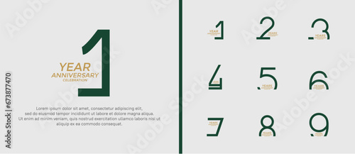 set of anniversary logo green color on white background for celebration moment