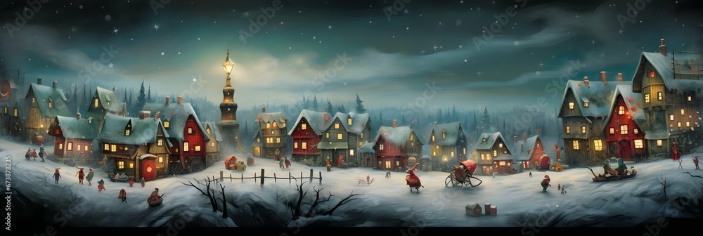 Obraz premium Christmas wide screen background wallpaper illustration design, new years