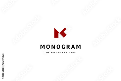 Template logo monogram design solution with n and k letters originally connected