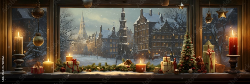Christmas wide screen background wallpaper illustration design, new years
