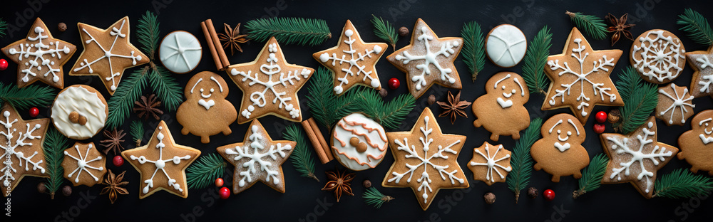 Christmas Gingerbread Cookies Fir Twigs Header Christmas Gingerbread Cookies Fir Twigs Header