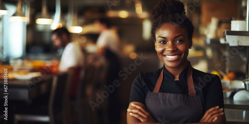 female chef cooks in the kitchen of a luxury restaurant